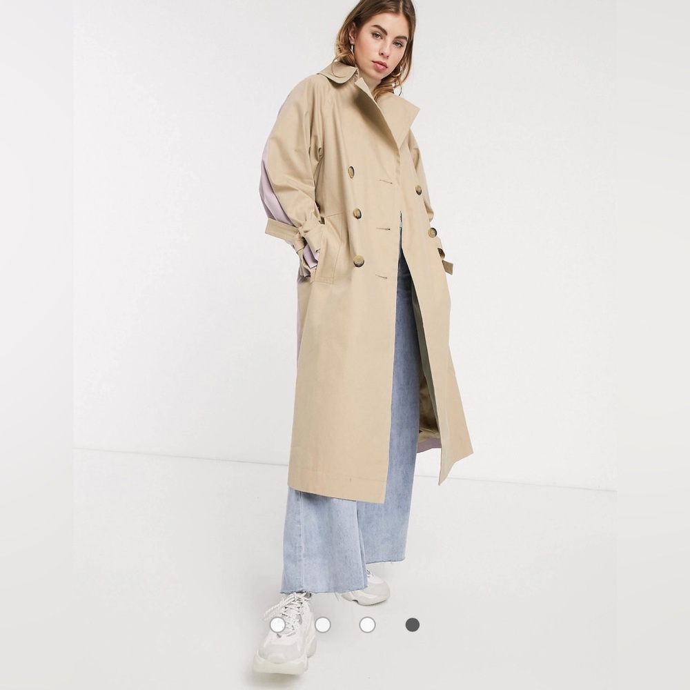 Never worn ASOS color block trench coat nude and lilac🌸